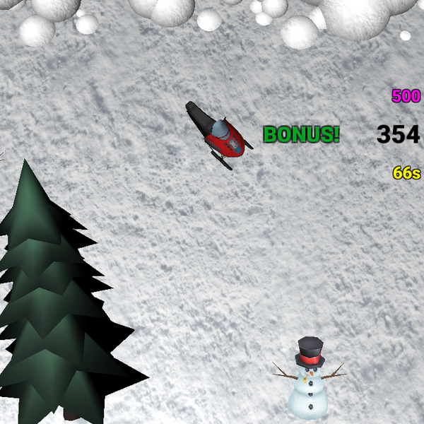 Bonus points are given for hitting snowmen, but their snow adds to the danger of the avalanche.